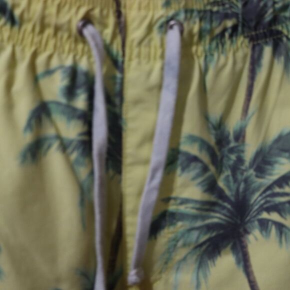 H&M Yellow Palm Tree Tropical Swim Trunks Small Vacation Beach - Picture 2 of 7